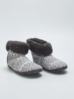 Pantofole A Stivaletto In Maglia Jacquard