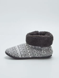 Pantofole A Stivaletto In Maglia Jacquard -Kiabi pantofole a stivaletto in maglia jacquard grigio ayc40 2 frb4