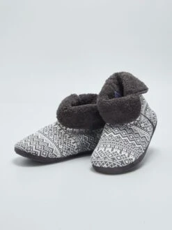 Pantofole A Stivaletto In Maglia Jacquard -Kiabi pantofole a stivaletto in maglia jacquard grigio ayc40 2 frb5