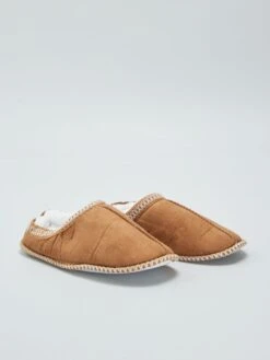 Pantofole Mules In Finto Camoscio Con Interno Foderato