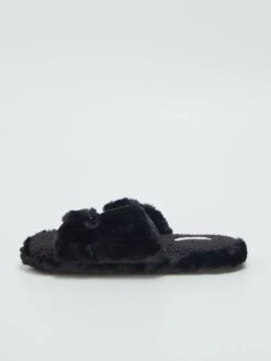 Pantofole Mules In Pelliccia Sintetica -Kiabi pantofole mules in pelliccia sintetica nero ajf83 1 frb4