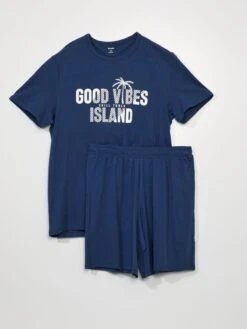 Pigiama Corto - Scritta 'good Vibes' - 2 Pezzi