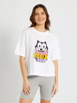Pigiama Corto T-shirt + Shorts 'Felix The Cat' - 2 Pezzi -Kiabi pigiama corto t shirt shorts felix the cat 2 pezzi bianco zr906 2 frb3