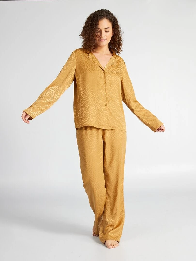 Pigiama Lungo Con Stampa Maculata Satinata - 2 Pezzi 3 Pigiama Lungo Con Stampa Maculata Satinata - 2 Pezzi - immagine 3