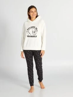 Pigiama Lungo Felpa In Pile + Pantaloni In Jersey 'Casper' - 2 Pezzi