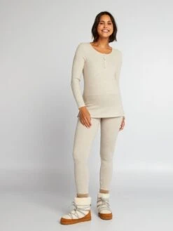 Pigiama Lungo In Maglia Doudou - 2 Pezzi -Kiabi pigiama lungo in maglia doudou 2 pezzi beige ajo90 2 frb4