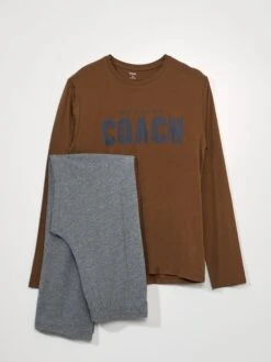 Pigiama Lungo - Scritta 'morning Coach' - 2 Pezzi