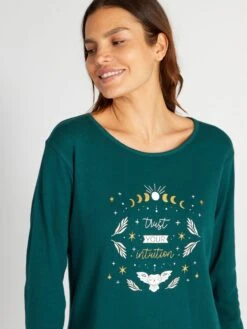 Pigiama Lungo T-shirt + Pantaloni In Flanella - 2 Pezzi -Kiabi pigiama lungo t shirt pantaloni in flanella 2 pezzi verde auc75 2 frb3