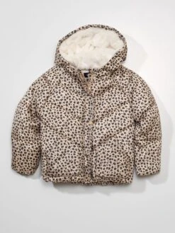 Piumino Con Cappuccio E Stampa 'leopardo'