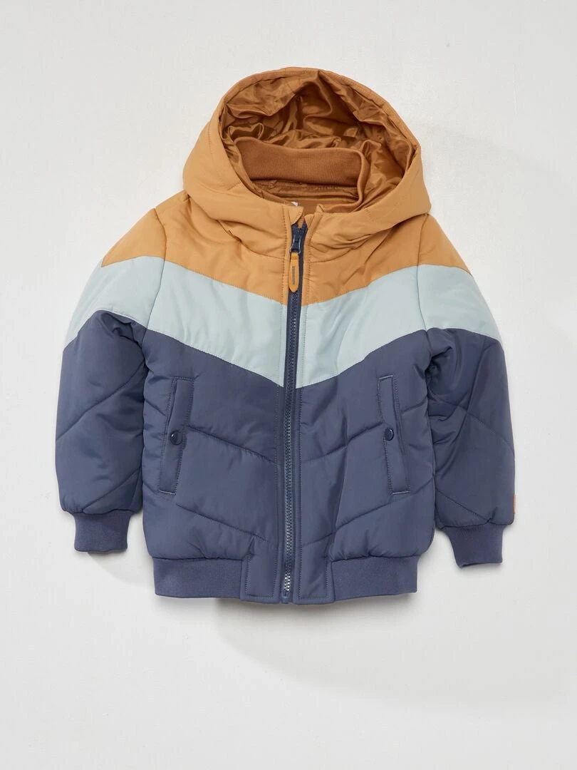 Piumino Con Cappuccio Effetto Color Block 1 Piumino Con Cappuccio Effetto Color Block