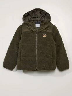 Piumino In Due Materiali Con Sherpa