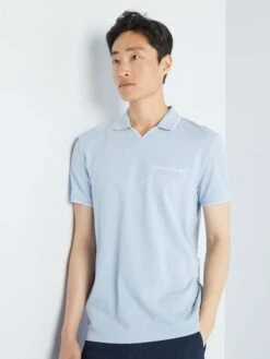 Polo Scollo A V In Piqué Di Cotone -Kiabi polo scollo a v in pique di cotone blu ajo41 2 frb4