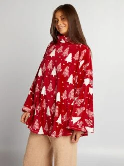 Kiabi -Kiabi poncho in pile biancorosso aur33 1 frb2