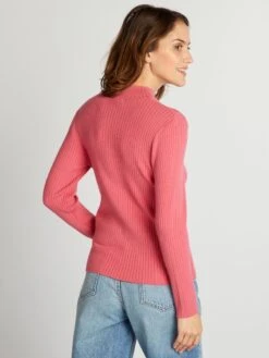 Pullover A Coste Con Collo Alto -Kiabi pullover a coste con collo alto rosa baj16 2 frb3