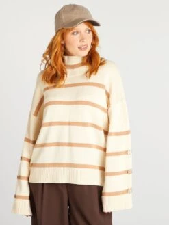 Pullover A 'righe A Collo Alto -Kiabi pullover a righe a collo alto beige bev55 1 frb5
