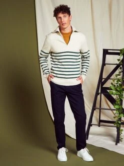 Pullover A Righe A Collo Alto Con Zip -Kiabi pullover a righe a collo alto con zip beigeverde atx15 2 frb3