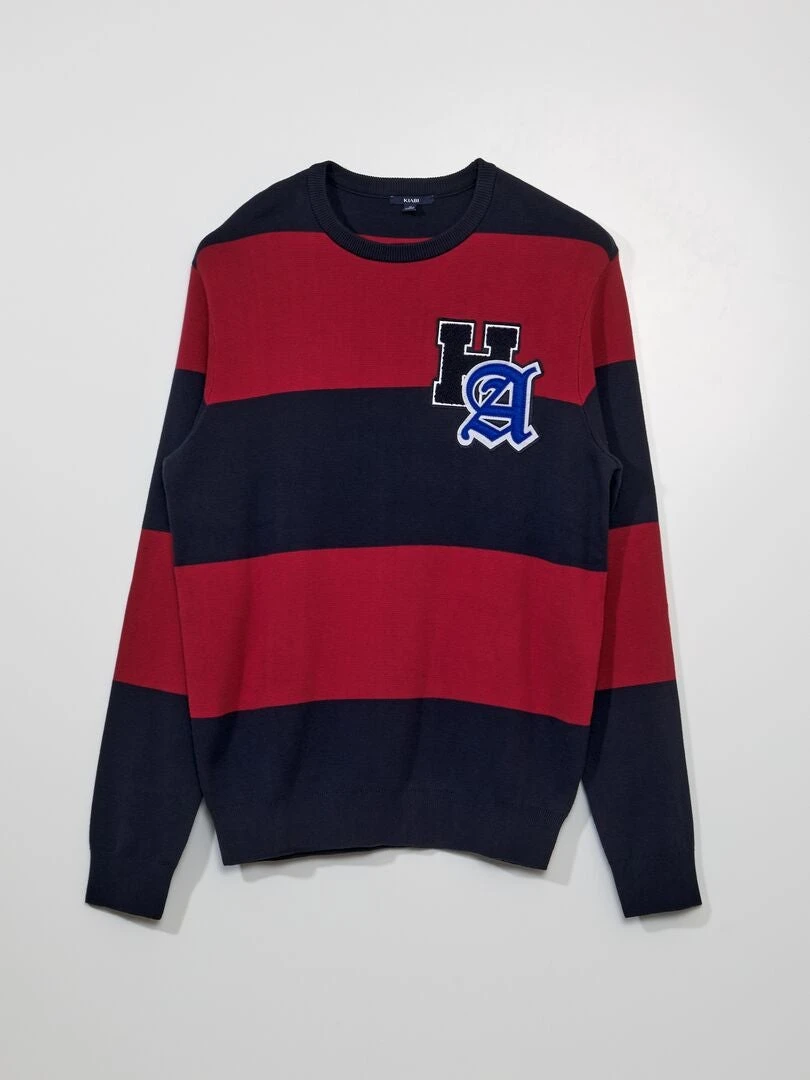 Pullover A Righe Con Stemma Sul Petto 1 Pullover A Righe Con Stemma Sul Petto