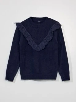 Pullover Con Volant E Ricami A Punto Inglese