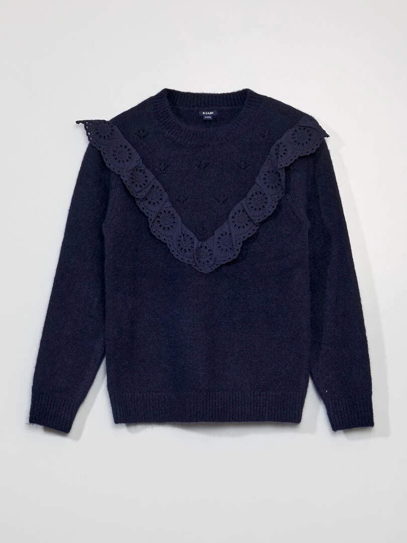 Pullover Con Volant E Ricami A Punto Inglese 1 Pullover Con Volant E Ricami A Punto Inglese