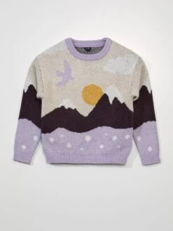 Pullover In Jacquard Con Stampa Intessuta