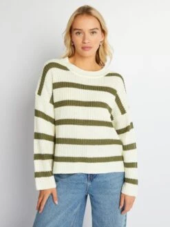 Pullover In Maglia A Righe 'JDY' -Kiabi pullover in maglia a righe jdy beige a righe amw14 1 frb3