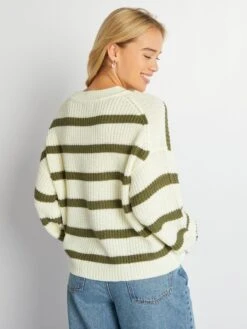 Pullover In Maglia A Righe 'JDY' -Kiabi pullover in maglia a righe jdy beige a righe amw14 1 frb4