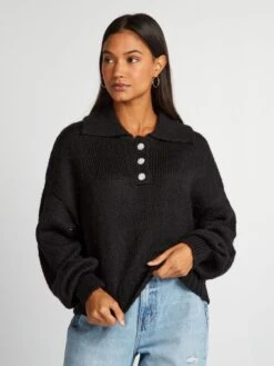 Pullover In Maglia Con Collo Con Bottoni -Kiabi pullover in maglia con collo con bottoni grigio baj13 1 frb5