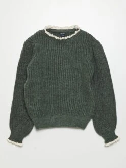 Pullover In Maglia Con Ricamo A Punto Inglese