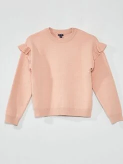 Pullover In Maglia Con Volant