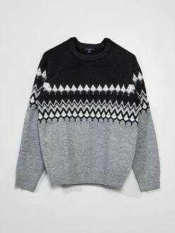 Pullover In Maglia Jacquard Con Scollo Tondo