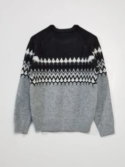 Pullover In Maglia Jacquard Con Scollo Tondo -Kiabi pullover in maglia jacquard con scollo tondo grigio awh32 1 frb3