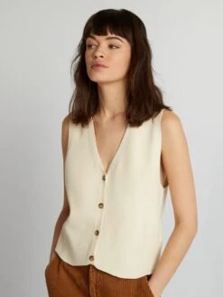 Pullover In Maglina Senza Maniche