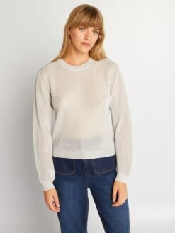 Pullover In Tinta Unita Scollo Tondo Effetto Rete -Kiabi pullover in tinta unita scollo tondo effetto rete grigio azz81 2 frb3