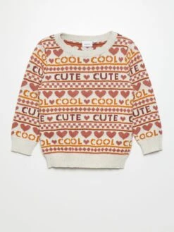 Pullover Jacquard Con Scritta 'cute'