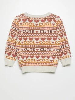 Pullover Jacquard Con Scritta 'cute' -Kiabi pullover jacquard con scritta cute ecrurosa bhw87 1 frb3