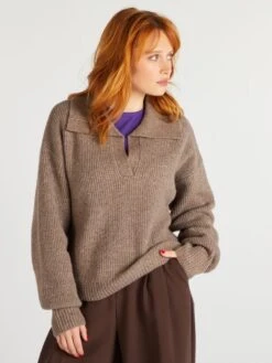 Pullover Lavorato A Maglia Con Collo Polo -Kiabi pullover lavorato a maglia con collo polo marrone baj14 3 frb4
