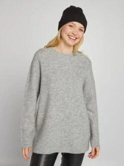 Pullover Lungo In Maglia A Coste -Kiabi pullover lungo in maglia a coste grigio azm99 2 frb4