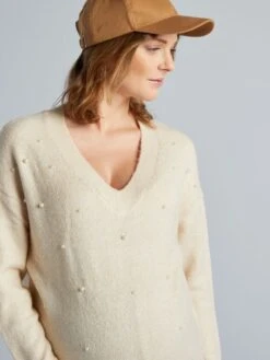 Pullover Premaman In Maglia Tricot E Perle -Kiabi pullover premaman in maglia tricot e perle beige baj82 1 frb3