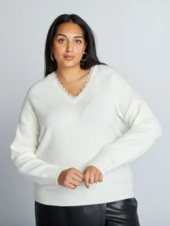 Pullover Scollo A V Con Pizzo -Kiabi pullover scollo a v con pizzo bianco bab44 1 frb4