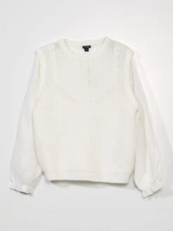 Pullover Trompe-l'oeil Con Gilet Senza Maniche