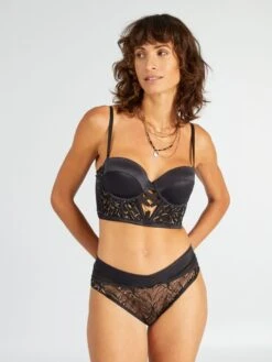 Reggiseno Bustier In Microfibra E Pizzo