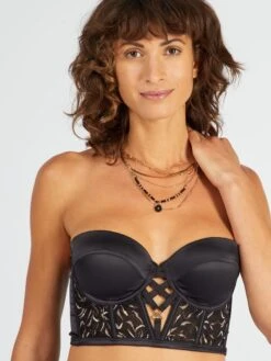 Reggiseno Bustier In Microfibra E Pizzo -Kiabi reggiseno bustier in microfibra e pizzo nero atf03 1 frb6