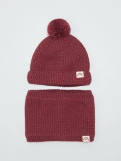 Set Berretto + Sciarpa Ad Anello Con Ricamo 'arcobaleno'