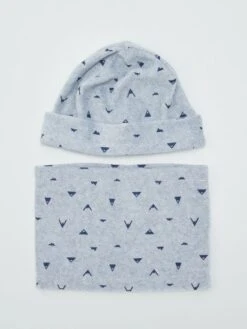 Set Da Sci Berretto + Sciarpa Ad Anello Stampata