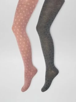 Set Di 2 Collant In Maglia Pointelle