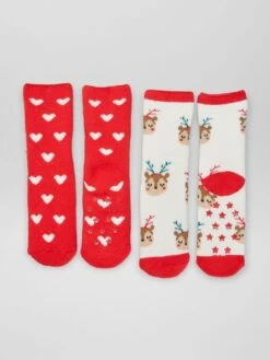 Set Di 2 Paia Di Pantofole Natalizie A Calzino -Kiabi set di 2 paia di pantofole natalizie a calzino rosso arp45 1 frb3