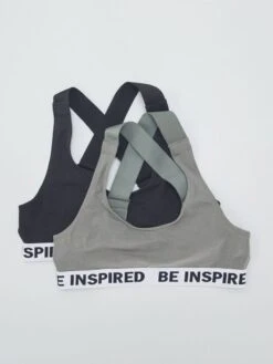 Set Di 2 Reggiseni Sportivi Con Scritta