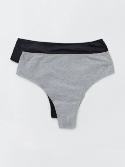 Set Di 2 Tanga In Jersey E Pizzo