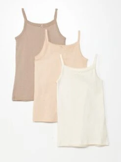 Set Di 3 Canotte In Maglia Pointelle