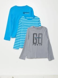 Set Di 3 T-shirt In Jersey A Maniche Lunghe